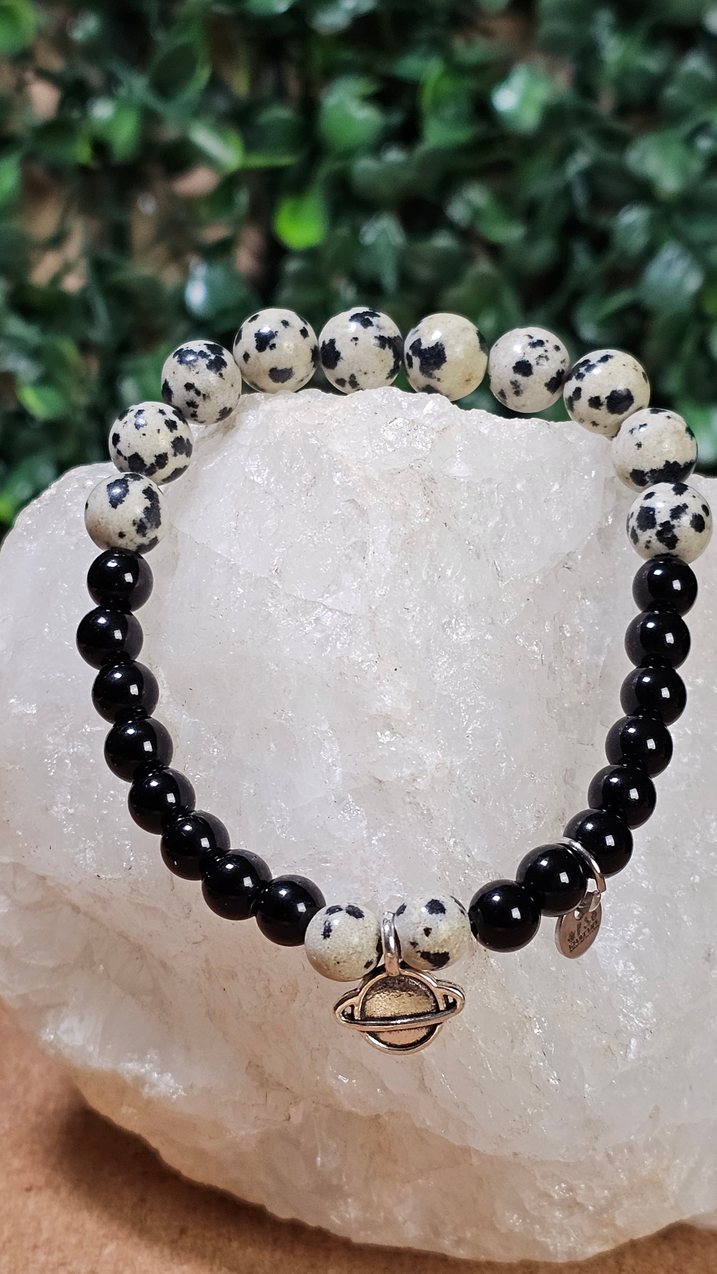 Dalmatian Jasper and Black Onyx - i Need Space bracelet