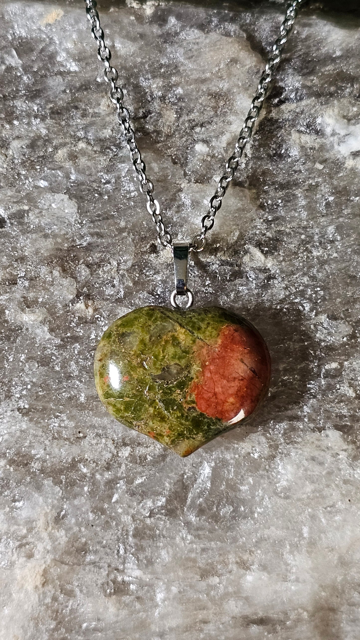 Unakite - heart necklace