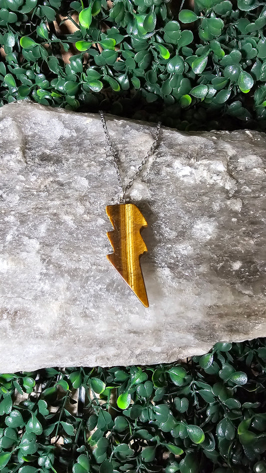 Tigers Eye - Lightning Bolt necklace