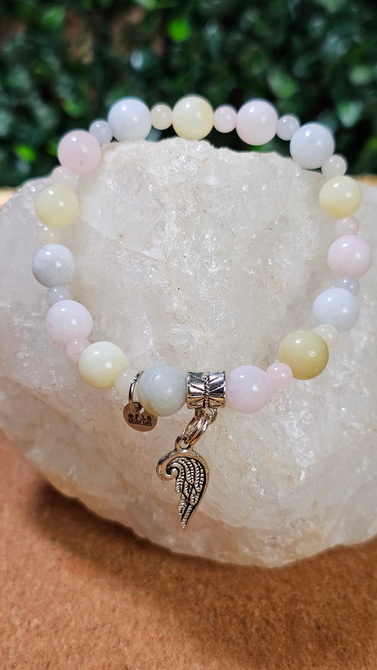 Morganite - Angel Wing Bracelet